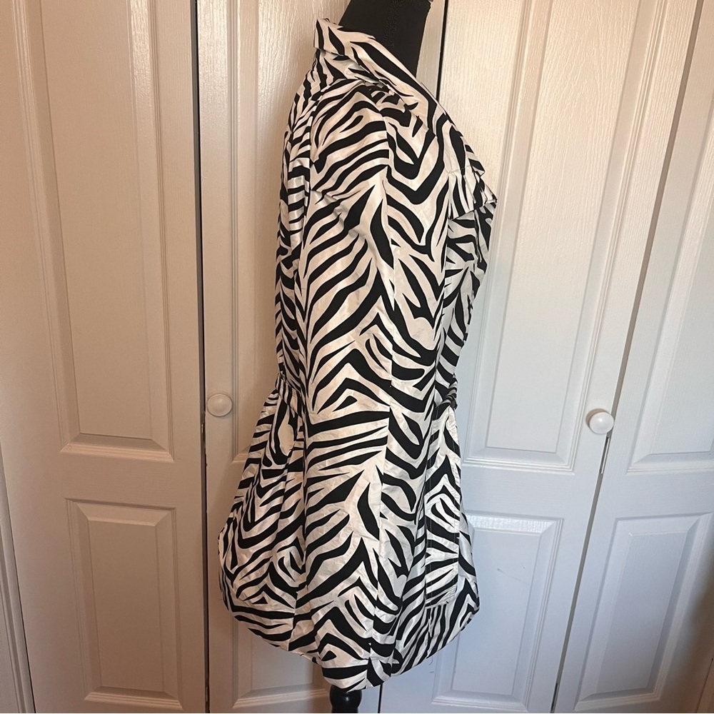 UBU PACK YOUR PERSONALITY Sz L RAINCOAT Zebra Striped Velvet Flocked Trench Tie - Picture 6 of 12